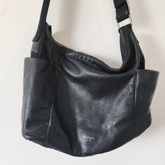 Womens Margot Crossbody Hobo Bag Purse Black 16" x 12" - Picture 5 of 7